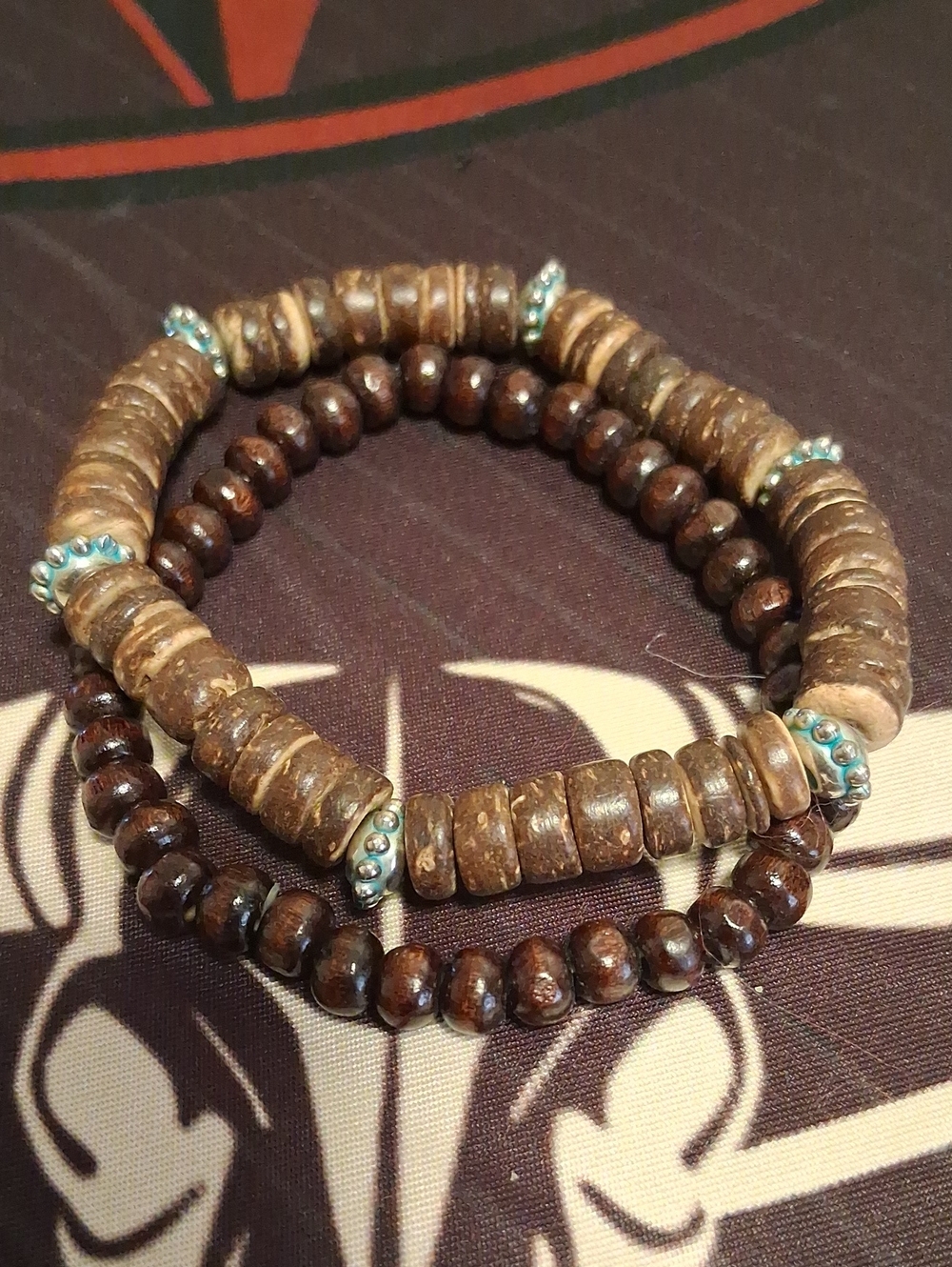Natural Brown Wood Bead Stretch Bracelet Set (Unisex)